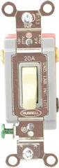 Hubbell Wiring Device-Kellems - 3 Pole, 120 to 277 VAC, 20 Amp, Industrial Grade, Toggle, Wall and Dimmer Light Switch - 1-5/16 Inch Wide x 4-1/16 Inch High - Exact Tool & Supply