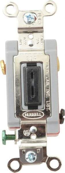 Hubbell Wiring Device-Kellems - 3 Pole, 120 to 277 VAC, 20 Amp, Industrial Grade, Key Lock, Wall and Dimmer Light Switch - 1-5/16 Inch Wide x 4-1/16 Inch High - Exact Tool & Supply