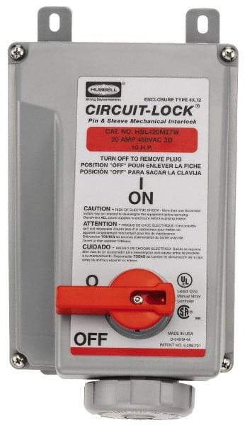 Hubbell Wiring Device-Kellems - 3 Phase, 480 VAC, 60 Amp, 30 hp, 4 Pin Configuration, Interlock Receptacle - 3 Poles, IEC 60309, Red - Exact Tool & Supply