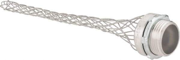 Hubbell Wiring Device-Kellems - 1.85 to 2.46mm Capacity, Dust-tight, Straight Strain Relief Cord Grip - 1 NPT Thread, 7" Long, Aluminum - Exact Tool & Supply