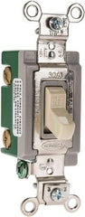 Hubbell Wiring Device-Kellems - 2 Pole, 120 to 277 VAC, 30 Amp, Industrial Grade, Toggle, Wall and Dimmer Light Switch - 1-5/16 Inch Wide x 4-1/16 Inch High - Exact Tool & Supply