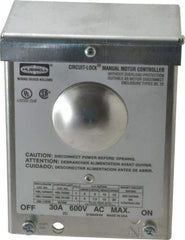 Hubbell Wiring Device-Kellems - 2 Poles, 30 Amp, 3R NEMA, Enclosed Pushbutton Manual Motor Starter - 111.8mm Wide x 83.3mm Deep x 140.2mm High, 15 hp, CSA Certified, NEMA 3R & UL Listed - Exact Tool & Supply