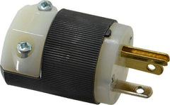 Hubbell Wiring Device-Kellems - 125 VAC, 20 Amp, 5-20P NEMA, Straight, Self Grounding, Commercial, Industrial Grade Plug - 2 Pole, 3 Wire, 1 Phase, 1 hp, Nylon, Black, White - Exact Tool & Supply