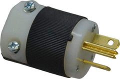 Hubbell Wiring Device-Kellems - 250 VAC, 20 Amp, 6-20P NEMA, Straight, Self Grounding, Commercial, Industrial Grade Plug - 2 Pole, 3 Wire, 1 Phase, 2 hp, Nylon, Black, White - Exact Tool & Supply