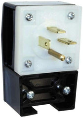 Hubbell Wiring Device-Kellems - 250 VAC, 20 Amp, 15-20P NEMA, Angled, Self Grounding, Commercial, Industrial Grade Plug - 3 Pole, 4 Wire, 3 Phase, 3 hp, Nylon, Black, White - Exact Tool & Supply