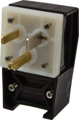 Hubbell Wiring Device-Kellems - 125 VAC, 50 Amp, 5-50P NEMA, Angled, Self Grounding, Commercial, Industrial Grade Plug - 2 Pole, 3 Wire, 1 Phase, 2 hp, Nylon, Black, White - Exact Tool & Supply