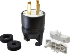 Hubbell Wiring Device-Kellems - 125/250 VAC, 60 Amp, 14-60P NEMA, Straight, Self Grounding, Commercial, Industrial Grade Plug - 3 Pole, 4 Wire, 1 Phase, 3 hp, Nylon, Black, White - Exact Tool & Supply