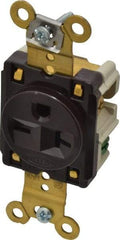 Hubbell Wiring Device-Kellems - 250 VAC, 20 Amp, 6-20R NEMA Configuration, Brown, Specification Grade, Self Grounding Single Receptacle - 1 Phase, 2 Poles, 3 Wire, Flush Mount - Exact Tool & Supply