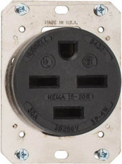 Hubbell Wiring Device-Kellems - 250 VAC, 30 Amp, 15-30R NEMA Configuration, Brown, Industrial Grade, Self Grounding Single Receptacle - 3 Phase, 3 Poles, 4 Wire, Flush Mount - Exact Tool & Supply