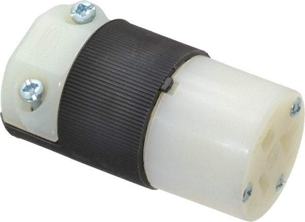 Hubbell Wiring Device-Kellems - 125 VAC, 20 Amp, 5-20R NEMA, Straight, Self Grounding, Commercial, Industrial Grade Connector - 2 Pole, 3 Wire, 1 Phase, 2 hp, Nylon, Black, White - Exact Tool & Supply