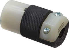 Hubbell Wiring Device-Kellems - 250 VAC, 20 Amp, 6-20R NEMA, Straight, Self Grounding, Commercial, Industrial Grade Connector - 2 Pole, 3 Wire, 1 Phase, 2 hp, Nylon, Black, White - Exact Tool & Supply