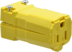 Hubbell Wiring Device-Kellems - 125 VAC, 15 Amp, 5-15R NEMA, Valise, Self Grounding, Commercial, Industrial Grade Connector - 2 Pole, 3 Wire, 1 Phase, 1/2 hp, Nylon, Yellow - Exact Tool & Supply