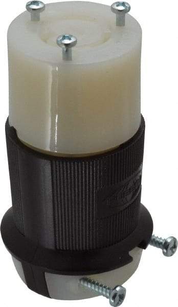 Hubbell Wiring Device-Kellems - 125 VAC, 20 Amp, L5-20R Configuration, Industrial Grade, Self Grounding Connector - 1 Phase, 2 Poles, IP20, 0.36 to 0.93 Inch Cord Diameter - Exact Tool & Supply