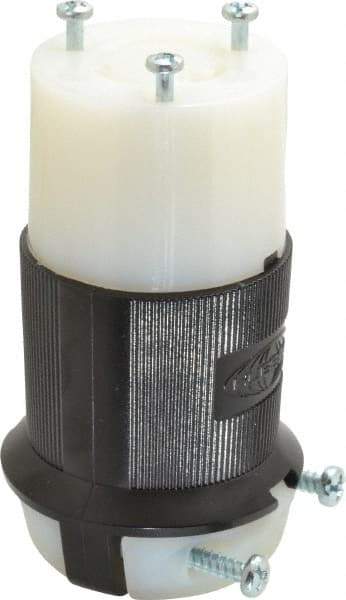 Hubbell Wiring Device-Kellems - 250 VAC, 20 Amp, L6-20R Configuration, Industrial Grade, Self Grounding Connector - 1 Phase, 2 Poles, IP20, 0.36 to 0.93 Inch Cord Diameter - Exact Tool & Supply