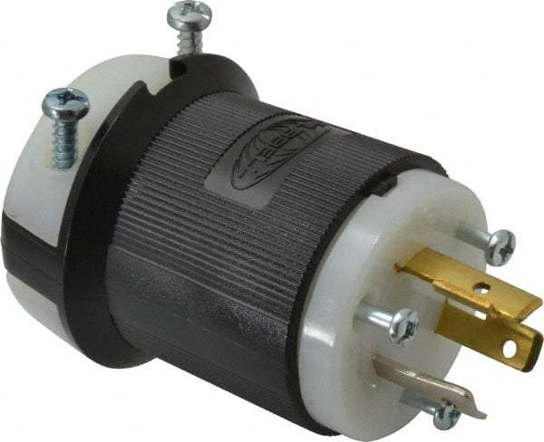 Hubbell Wiring Device-Kellems - 277 VAC, 20 Amp, L7-20P Configuration, Industrial Grade, Self Grounding Plug - 1 Phase, 2 Poles, IP20, 0.36 to 0.93 Inch Cord Diameter - Exact Tool & Supply