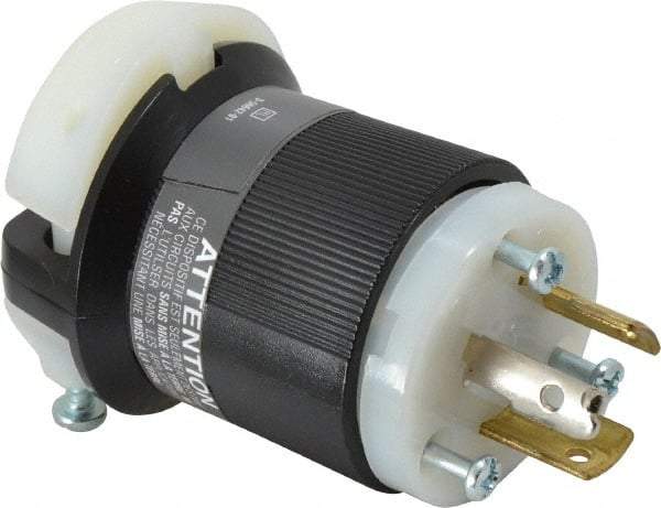 Hubbell Wiring Device-Kellems - 125/250 VAC, 20 Amp, NonNEMA Configuration, Industrial Grade, Ungrounded Plug - 1 Phase, 3 Poles, IP20, 0.36 to 0.93 Inch Cord Diameter - Exact Tool & Supply
