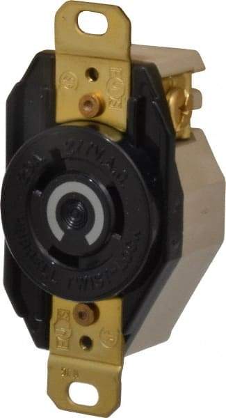 Hubbell Wiring Device-Kellems - 277 VAC, 20 Amp, L7-20R NEMA, Self Grounding Receptacle - 2 Poles, 3 Wire, Female End, Black - Exact Tool & Supply