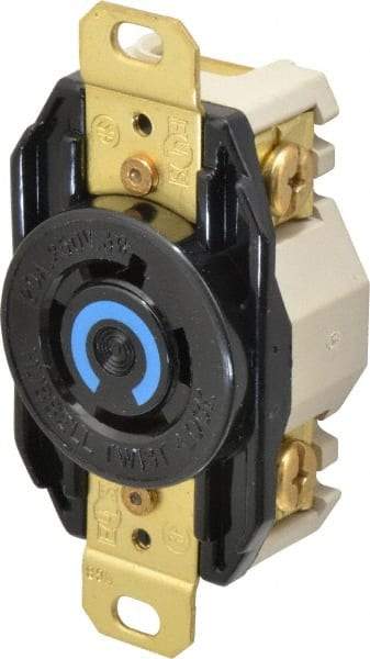 Hubbell Wiring Device-Kellems - 250 VAC, 20 Amp, L15-20R NEMA, Self Grounding Receptacle - 3 Poles, 4 Wire, Female End, Black - Exact Tool & Supply