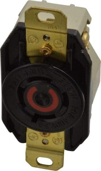 Hubbell Wiring Device-Kellems - 480 VAC, 20 Amp, L16-20R NEMA, Self Grounding Receptacle - 3 Poles, 4 Wire, Female End, Black - Exact Tool & Supply