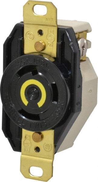 Hubbell Wiring Device-Kellems - 125 VAC, 30 Amp, L5-30R NEMA, Self Grounding Receptacle - 2 Poles, 3 Wire, Female End, Black - Exact Tool & Supply
