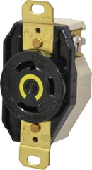 Hubbell Wiring Device-Kellems - 125 VAC, 30 Amp, L5-30R NEMA, Self Grounding Receptacle - 2 Poles, 3 Wire, Female End, Black - Exact Tool & Supply