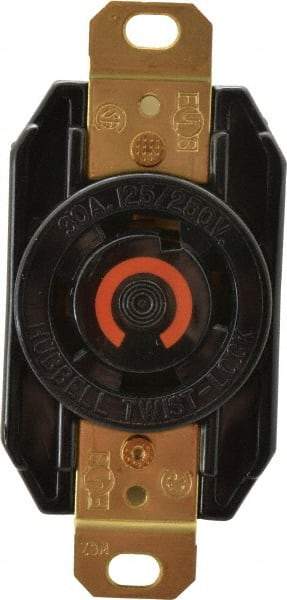 Hubbell Wiring Device-Kellems - 125/250 VAC, 30 Amp, L14-30R NEMA, Self Grounding Receptacle - 3 Poles, 4 Wire, Female End, Black - Exact Tool & Supply