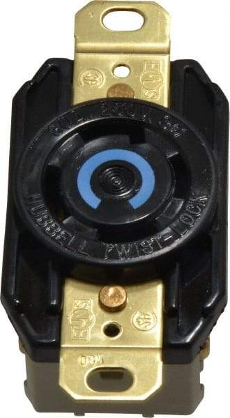 Hubbell Wiring Device-Kellems - 250 VAC, 30 Amp, L15-30R NEMA, Self Grounding Receptacle - 3 Poles, 4 Wire, Female End, Black - Exact Tool & Supply