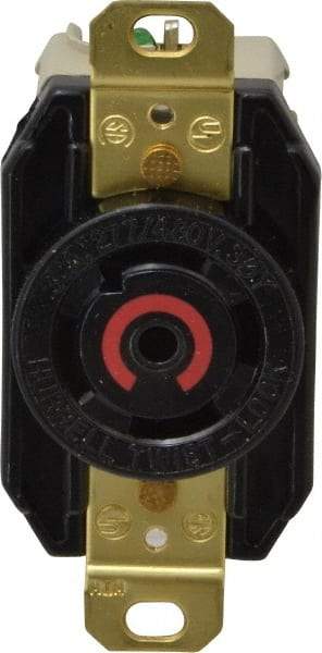 Hubbell Wiring Device-Kellems - 277/480 VAC, 30 Amp, L22-30R NEMA, Self Grounding Receptacle - 4 Poles, 5 Wire, Female End, Black - Exact Tool & Supply