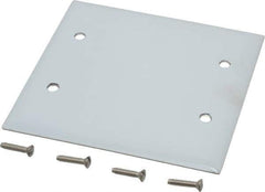 Hubbell Wiring Device-Kellems - 2 Gang, 4-1/2 Inch Long x 4.6 Inch Wide, Standard Blank Wall Plate - Blank, Metallic, Stainless Steel - Exact Tool & Supply