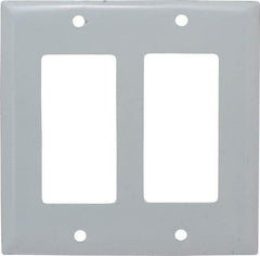 Hubbell Wiring Device-Kellems - 2 Gang, 4-1/2 Inch Long x 4.6 Inch Wide, Standard Outlet Wall Plate - GFCI/Surge Receptacle, Metallic, Stainless Steel - Exact Tool & Supply