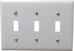 Hubbell Wiring Device-Kellems - 3 Gang, Switch Plate - Toggle Switch, Metallic, Stainless Steel - Exact Tool & Supply