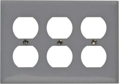 Hubbell Wiring Device-Kellems - 3 Gang, Outlet Wall Plate - Duplex Outlet, Metallic, Stainless Steel - Exact Tool & Supply