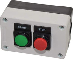 ACI - 2 Operator, Flush Pushbutton Control Station - Start-Stop (Legend), 1NO/1NC Contact - Exact Tool & Supply