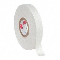 3M - 1/2" x 66', White Glass Cloth Electrical Tape - Series 27, 7 mil Thick, 150 Lb./Inch Tensile Strength - Exact Tool & Supply