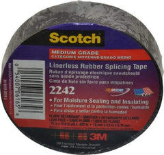 3M - 3/4" x 15', Black Rubber Electrical Tape - Series 2242, 30 mil Thick, 750 V/mil Dielectric Strength, 7.5 Lb./Inch Tensile Strength - Exact Tool & Supply