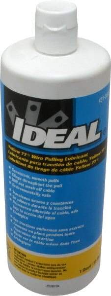 Ideal - 1 Quart Squeeze Bottle, Yellow Wire Pulling Lubricant Gel - 40 to 120°F, RoHS Compliant, UL Listed - Exact Tool & Supply