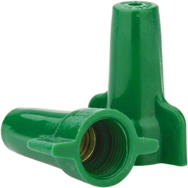 Ideal - 2, 14 to 4, 12 AWG, 600 Volt, Flame Retardant, Wing Twist on Wire Connector - Green, 221°F - Exact Tool & Supply