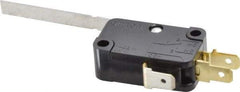 Omron - 0.6 Amp at 125 VDC, 0.3 Amp at 250 VDC, 10 Amp at 250 VAC, SPDT, Hinge Lever, General Purpose Snap Action Switch - 250 VAC, Quick Connect Terminal, 1.2 Ounce Max Operating Force, 18.8mm High x 37.8mm Long x 10.3mm Wide, -13 to 176°F - Exact Tool & Supply