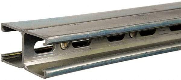 Thomas & Betts - 10' Long x 1-5/8" Wide x 1-5/8" High, 12 Gauge, Strip Steel, Back to Back Half Slot Framing Channel & Strut - 0.105" Thick, Gold Galvanized - Exact Tool & Supply