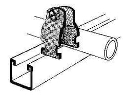 Thomas & Betts - 1-7/8" Pipe, 12 Gauge" Pipe or Tube Clamp - Gold Galvanized, 1,000 Lb Capacity - Exact Tool & Supply