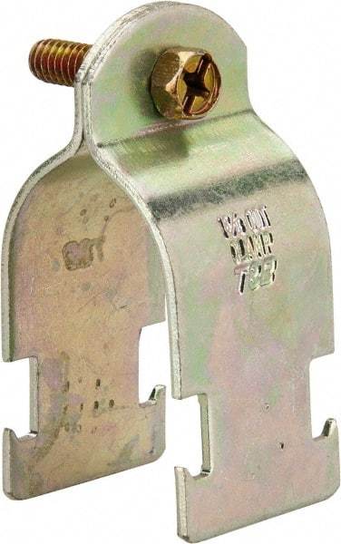 Thomas & Betts - 1-3/8" Pipe, 14 Gauge" Pipe or Tube Clamp - Gold Galvanized, 1,000 Lb Capacity - Exact Tool & Supply