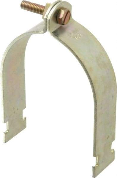 Thomas & Betts - 3-1/2" Pipe, 1/8 Gauge" Pipe or Conduit Clamp - Gold Galvanized, Rigid & IMC Conduit - Exact Tool & Supply