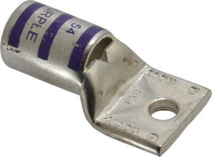 Thomas & Betts - 4/0 AWG Noninsulated Compression Connection Rectangle Ring Terminal - 1/4" Stud, 1.9" OAL x 1.03" Wide, Tin Plated Copper Contact - Exact Tool & Supply