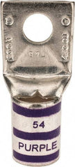 Thomas & Betts - 4/0 AWG Noninsulated Compression Connection Square Ring Terminal - 3/8" Stud, 2.18" OAL x 1.03" Wide, Tin Plated Copper Contact - Exact Tool & Supply