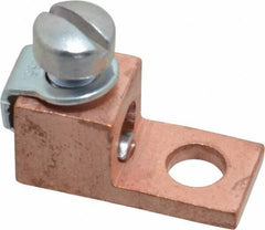 Thomas & Betts - 8-4 AWG Noninsulated Compression Connection Square Ring Terminal - 1/4" Stud, 1-1/8" OAL x 1/2" Wide, Copper Contact - Exact Tool & Supply