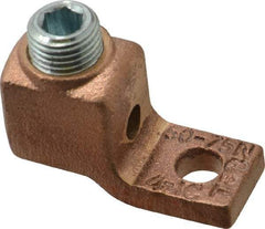 Thomas & Betts - 4-1 AWG Noninsulated Lug Connection Square Ring Terminal - 1/4" Stud, 1-5/8" OAL x 5/8" Wide, Tin Plated Copper Contact - Exact Tool & Supply