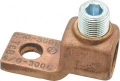 Thomas & Betts - 4/0 AWG Noninsulated Compression Connection Square Ring Terminal - 1/2" Stud, 2-3/4" OAL x 1-3/16" Wide, Copper Contact - Exact Tool & Supply