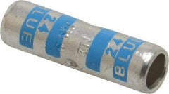 Thomas & Betts - 6 AWG Compatible, Noninsulated, Crimp-On Butt Splice Terminal - 2 Wire Entries, Copper Contacts, Tin Contact Plating, 1" OAL, Blue - Exact Tool & Supply
