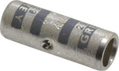 Thomas & Betts - 4 AWG Compatible, Noninsulated, Crimp-On Butt Splice Terminal - 2 Wire Entries, Copper Contacts, Tin Contact Plating, 1" OAL, Gray - Exact Tool & Supply