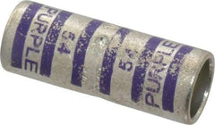 Thomas & Betts - 4/0 AWG Compatible, Noninsulated, Crimp-On Butt Splice Terminal - 2 Wire Entries, Copper Contacts, Tin Contact Plating, 1.88" OAL, Purple - Exact Tool & Supply